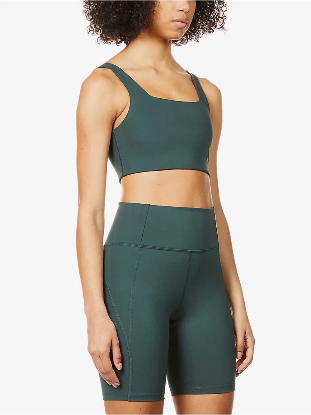 girlfriend collective Deep Green Square-Neck Sports Bra
